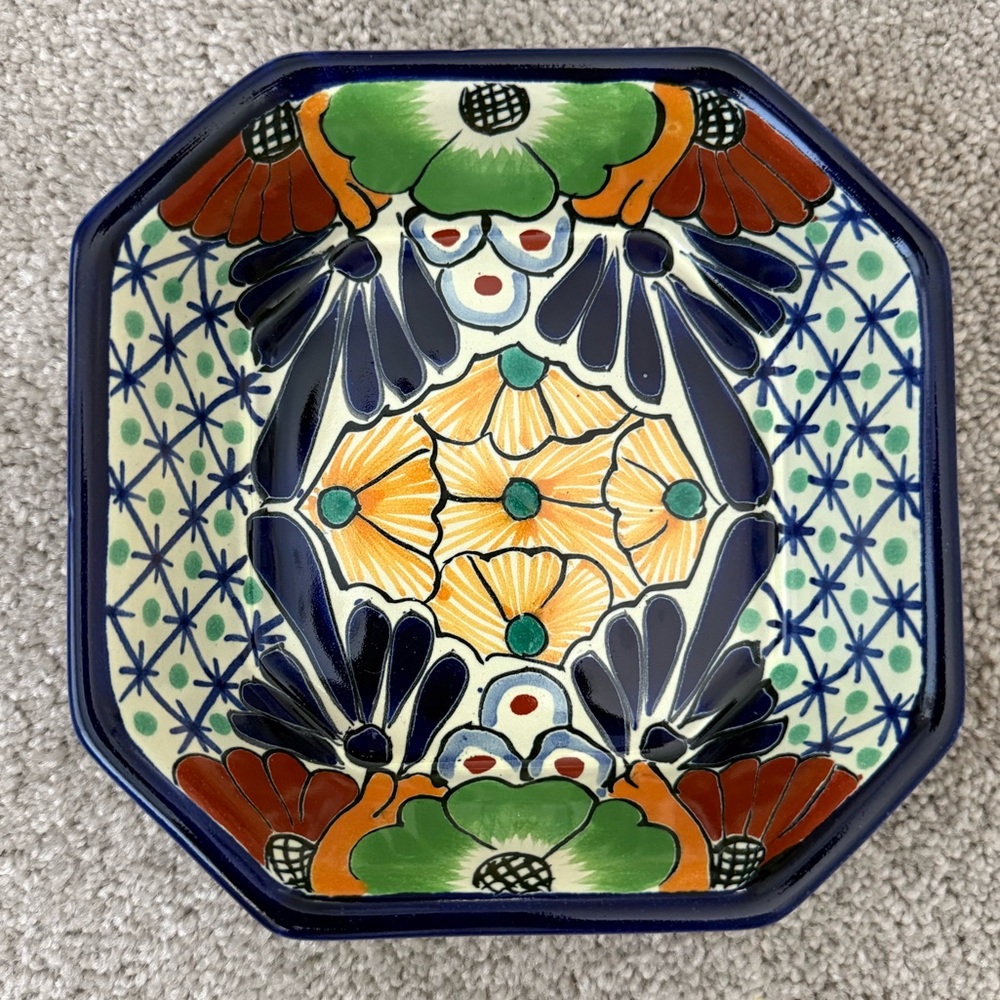 Hand-Painted Floral Talavera Pottery Dish